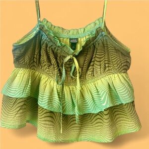 Wild Fable Green Ruffled Tie Front Camisole